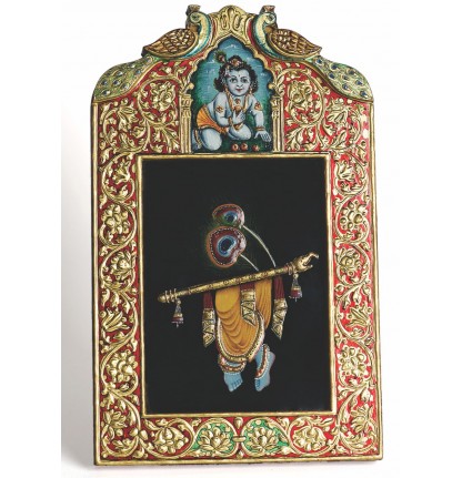 Krishna Charan Bansuri Frame (Gold Leafed)